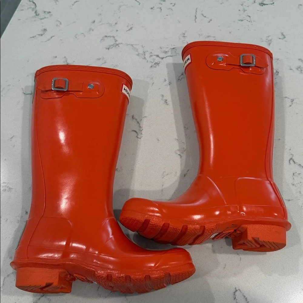 Hunter Tall Glossy Orange Rubber Rain Boots